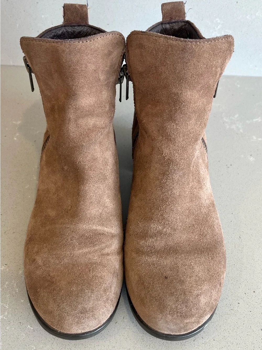 Born Landa Brown Suede Ankle Boots Side Zip Women’s Size 7.5 M